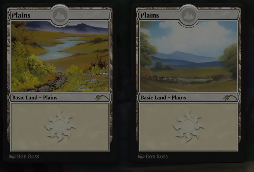 Magic: The Gathering Arena just added Bob Ross Lands | TwoInchBrush.com