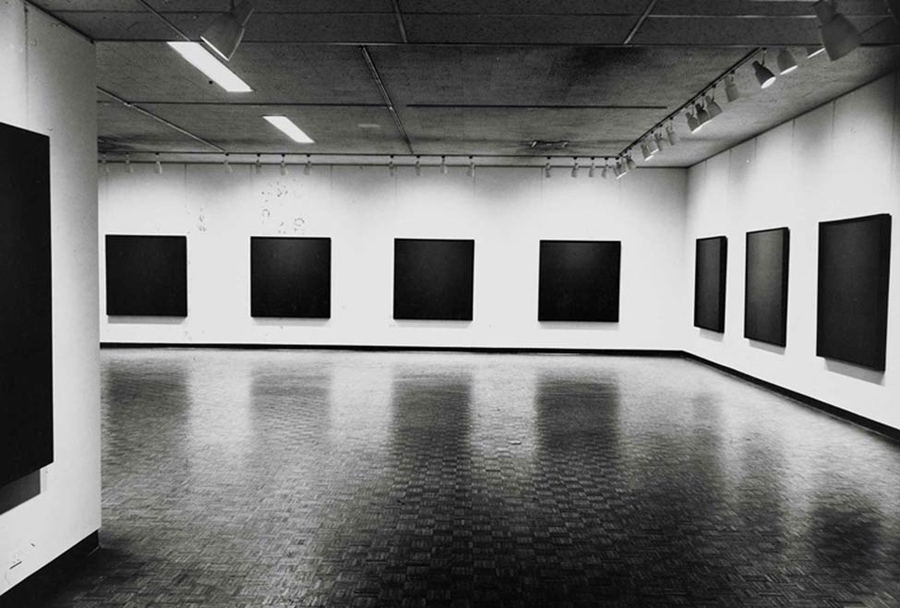 A gallery full of Ad Reinhardt's black paintings